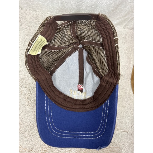 Angry Orchard Hard Cider Hat Cap Blue Brown Trucker Adjustable Distressed - Picture 5 of 5